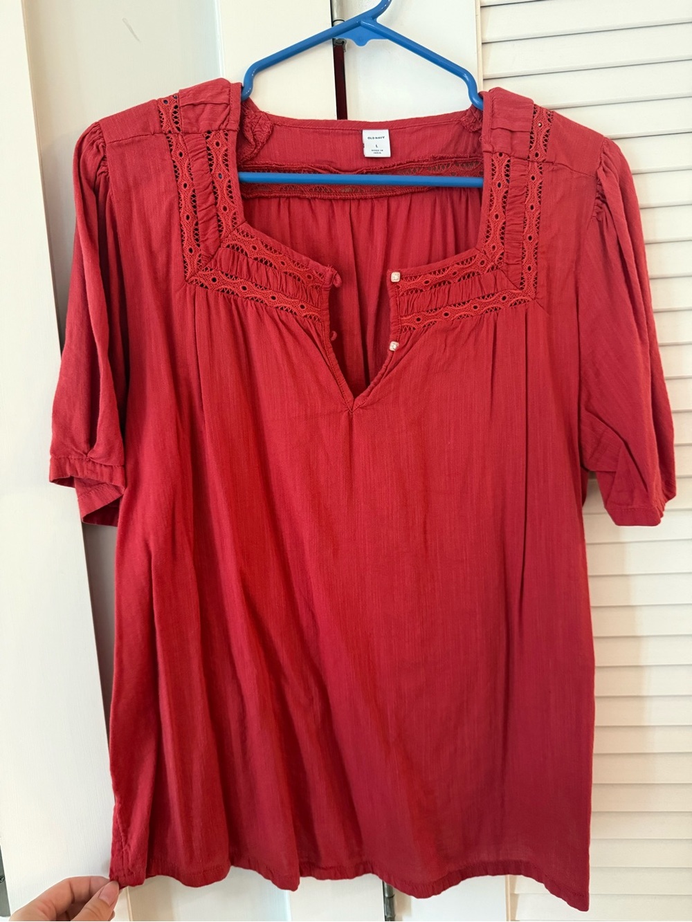 Old Navy Red Crochet-Trim Peasant Tunic